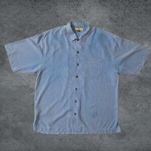 Tommy Bahama Shirt Men's Short Sleeve Blue Plaid Faded Casual X Large